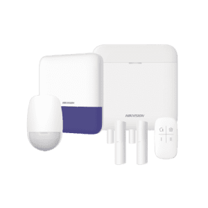 (AX PRO) KIT de Alarma AX PRO / Incluye: 1 Hub con bateria de respaldo / 1 Sensores PIR / 2 Contactos Magnéticos / 1 Control Remoto / 1 Sirena Inalambrica Exterior / WiFi / Compatible con Hik-Connect P2P