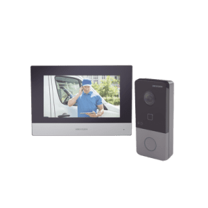 Kit de Videoportero IP Poe Estandar con llamada a App de Smartphone (HikConnect) / Apertura con tarjeta MIFARE / Frente de calle IP65 / Soporta 1 Departamento