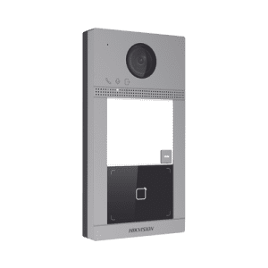 Videoportero IP 2 Megapixel / Llamada y Apertura Remota desde App Hik-Connect / PoE / Exterior IP65 + Antivandalico IK08 / 1 Departamento / Apertura con Tarjeta / Soporta 2 Puertas y hasta 6 Monitores