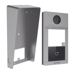 Kit Videoportero + Carcasa protectora IP 2 Megapixel / Llamada y Apertura Remota desde App Hik-Connect / PoE / Exterior IP65 + Antivandalico IK08 / 1 Departamento / Apertura con Tarjeta / Soporta 2 Puertas y hasta 6 Monitores