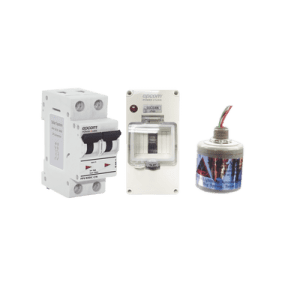 Kit de Centro de Carga Para Corriente Directa, Breaker de hasta  800 Vcc de 20 A con Supresor de Descargas Atmosféricas.