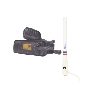 Kit de radio UM385BK | mas antena marina de fibra de vidrio TX-5206-SYS y soporte para antena 4186